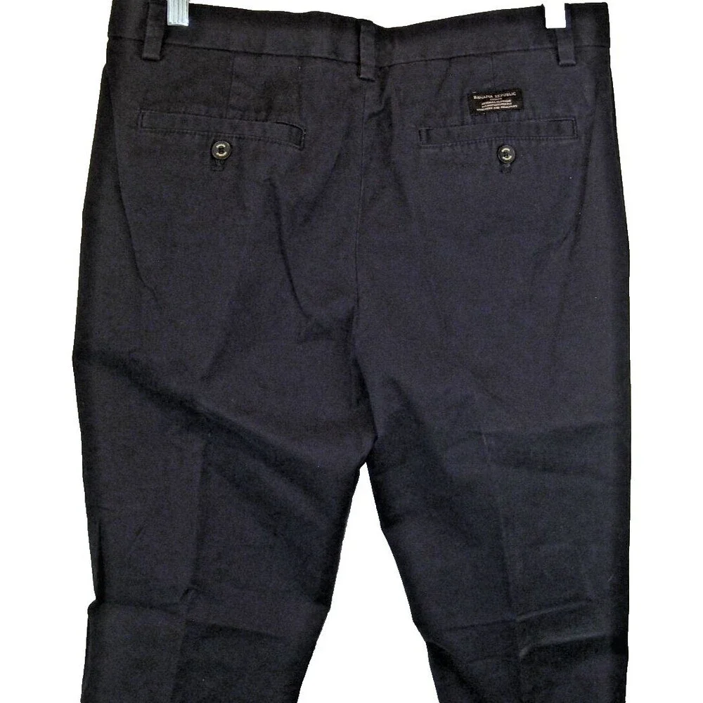 Mens Banana Republic Navy Flat Front Cotton/Spandex Chinos sz 32x32